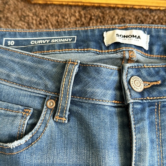 5/$20 Sonoma curvy skinny jeans, size 10. Distressing on thigh and knee. - Picture 2 of 4